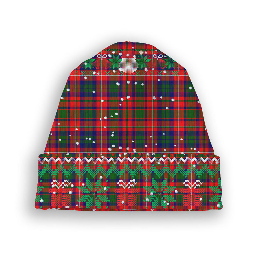 ScotsTee Shop Scottish Riddell Tartan Plaid Christmas Deer Snowman Snowflake Bell Knit Beanie