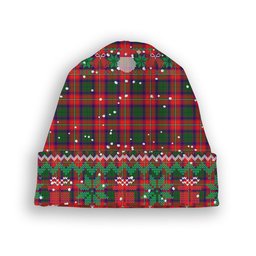 ScotsTee Shop Scottish Riddell Tartan Plaid Christmas Deer Snowman Snowflake Bell Knit Beanie