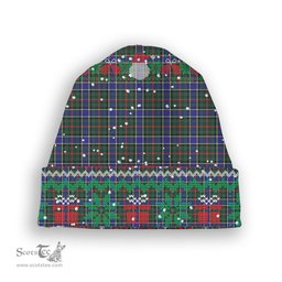 ScotsTee Shop Scottish Ogilvie (Ogilvy) Hunting Modern Tartan Plaid Christmas Deer Snowman Snowflake Bell Knit Beanie