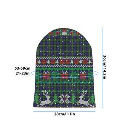 ScotsTee Shop Scottish Paterson Dalgleish Version Tartan Plaid Christmas Deer Snowman Snowflake Bell Knit Beanie