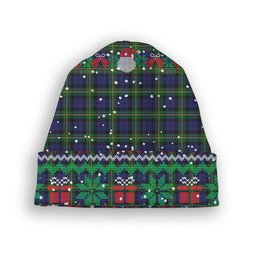 ScotsTee Shop Scottish Paterson Dalgleish Version Tartan Plaid Christmas Deer Snowman Snowflake Bell Knit Beanie