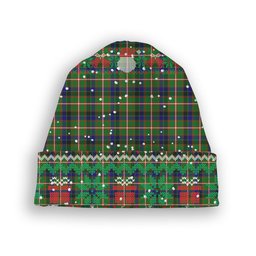 ScotsTee Shop Scottish Reid Green SC Tartan Plaid Christmas Deer Snowman Snowflake Bell Knit Beanie