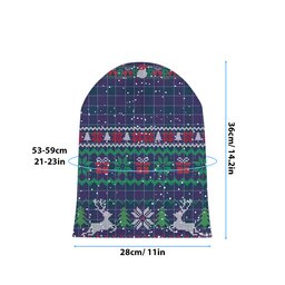 ScotsTee Shop Scottish Navy US Edzell Tartan Plaid Christmas Deer Snowman Snowflake Bell Knit Beanie