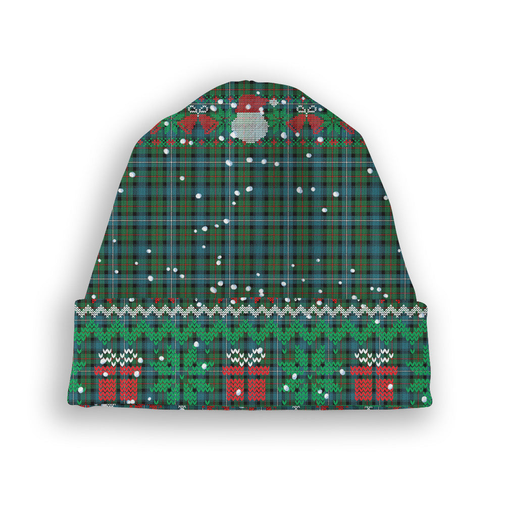 ScotsTee Shop Scottish Robertson Hunting Ancient Clan Tartan Plaid Christmas Deer Snowman Snowflake Bell Knit Beanie