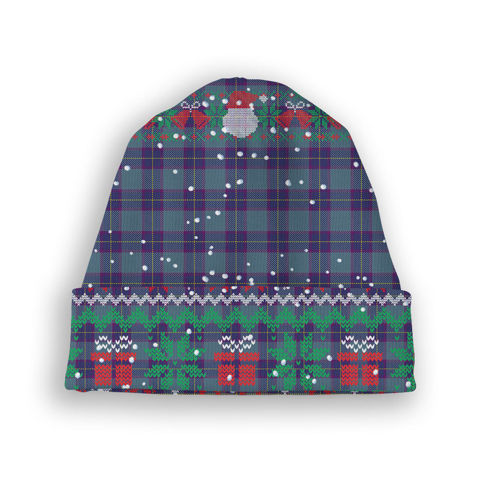 ScotsTee Shop Scottish Patterson John Tartan Plaid Christmas Deer Snowman Snowflake Bell Knit Beanie