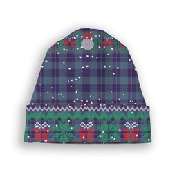 ScotsTee Shop Scottish Patterson John Tartan Plaid Christmas Deer Snowman Snowflake Bell Knit Beanie