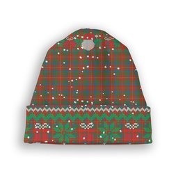 ScotsTee Shop Scottish Robertson White line New Ancient Tartan Plaid Christmas Deer Snowman Snowflake Bell Knit Beanie