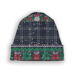ScotsTee Shop Scottish Navy Formal Dress Tartan Plaid Christmas Deer Snowman Snowflake Bell Knit Beanie