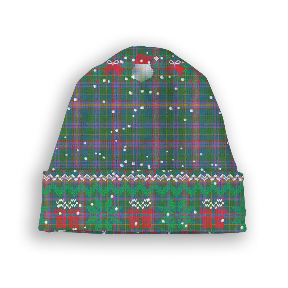 ScotsTee Shop Scottish Pitcairn Hunting Ancient Tartan Plaid Christmas Deer Snowman Snowflake Bell Knit Beanie