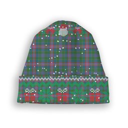 ScotsTee Shop Scottish Pitcairn Hunting Ancient Tartan Plaid Christmas Deer Snowman Snowflake Bell Knit Beanie