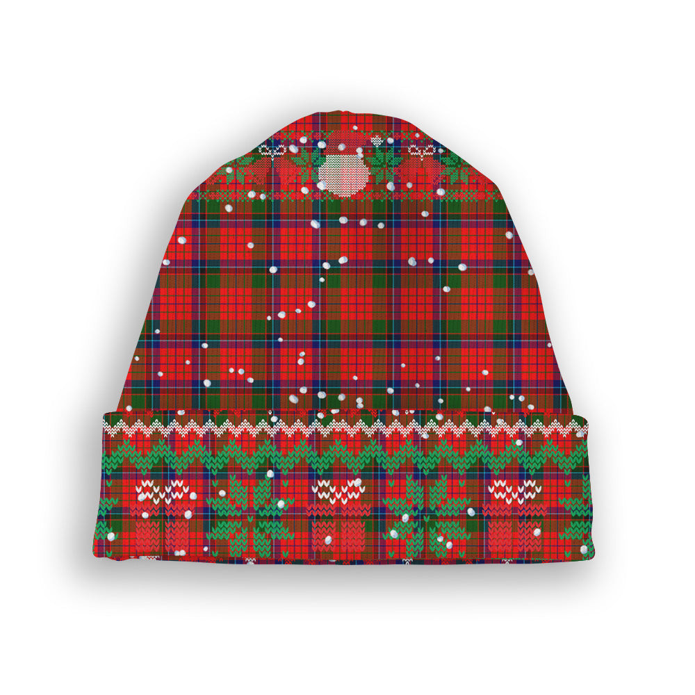ScotsTee Shop Scottish Nicholson Modern Tartan Plaid Christmas Deer Snowman Snowflake Bell Knit Beanie