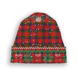 ScotsTee Shop Scottish Nicholson Modern Tartan Plaid Christmas Deer Snowman Snowflake Bell Knit Beanie