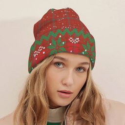 ScotsTee Shop Scottish Ross David Modern Tartan Plaid Christmas Deer Snowman Snowflake Bell Knit Beanie