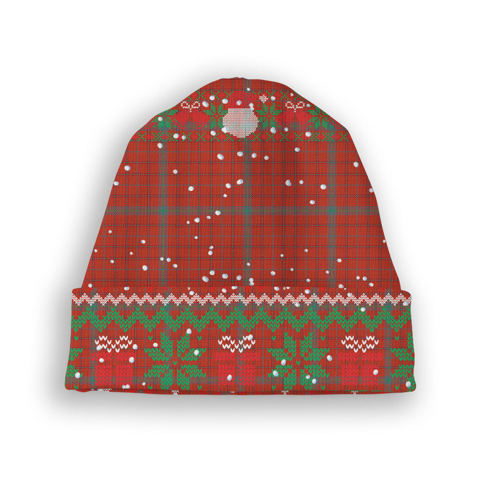 ScotsTee Shop Scottish Ross David Modern Tartan Plaid Christmas Deer Snowman Snowflake Bell Knit Beanie