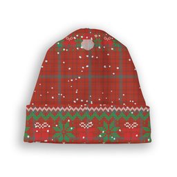 ScotsTee Shop Scottish Ross David Modern Tartan Plaid Christmas Deer Snowman Snowflake Bell Knit Beanie