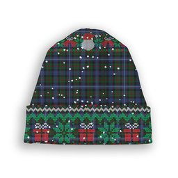 ScotsTee Shop Scottish Robertson Hunting Tartan Plaid Christmas Deer Snowman Snowflake Bell Knit Beanie