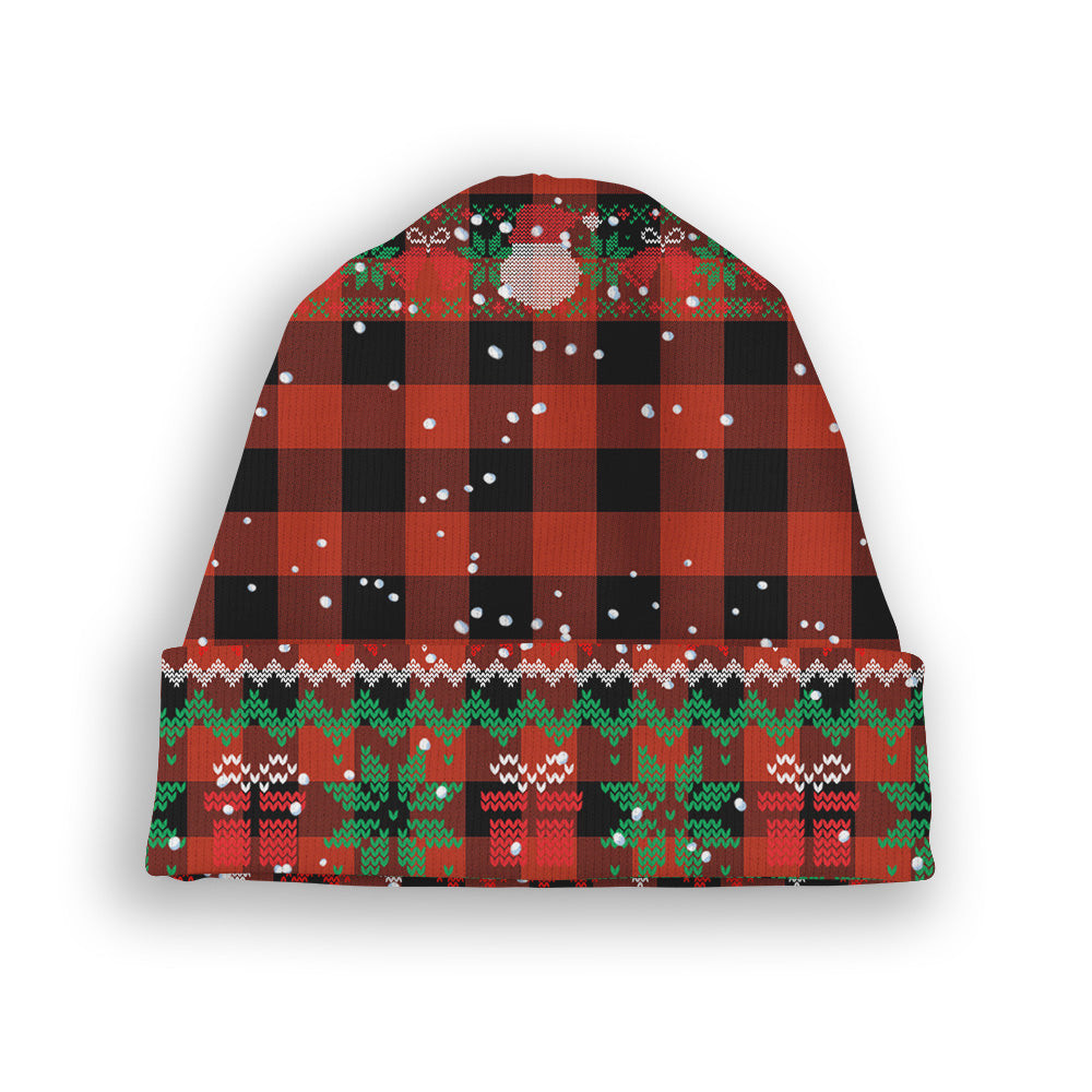 ScotsTee Shop Scottish Rob Roy Macgregor Ancient Tartan Plaid Christmas Deer Snowman Snowflake Bell Knit Beanie