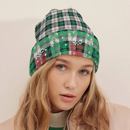 ScotsTee Shop Scottish Ross Arisaid Modern Tartan Plaid Christmas Deer Snowman Snowflake Bell Knit Beanie