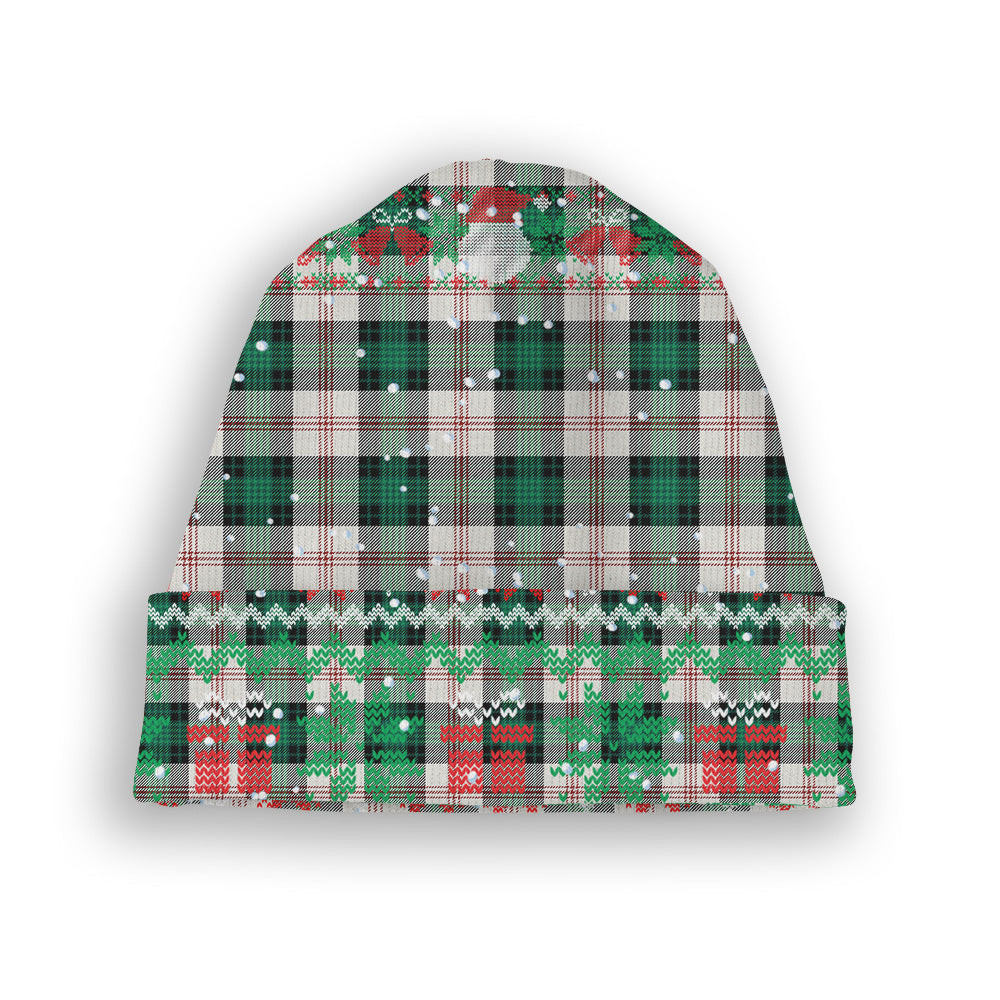 ScotsTee Shop Scottish Ross Arisaid Modern Tartan Plaid Christmas Deer Snowman Snowflake Bell Knit Beanie