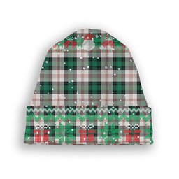 ScotsTee Shop Scottish Ross Arisaid Modern Tartan Plaid Christmas Deer Snowman Snowflake Bell Knit Beanie