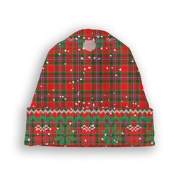 ScotsTee Shop Scottish Perthshire District Tartan Plaid Christmas Deer Snowman Snowflake Bell Knit Beanie