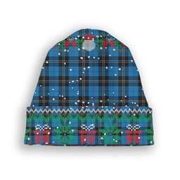 ScotsTee Shop Scottish Ramsay Blue Ancient Tartan Plaid Christmas Deer Snowman Snowflake Bell Knit Beanie