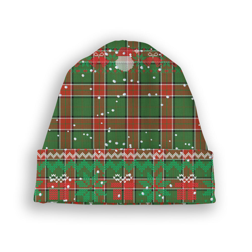 ScotsTee Shop Scottish Pollock Ancient Tartan Plaid Christmas Deer Snowman Snowflake Bell Knit Beanie