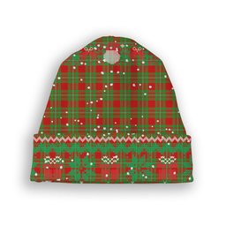 ScotsTee Shop Scottish Peter Tartan Plaid Christmas Deer Snowman Snowflake Bell Knit Beanie