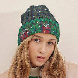 ScotsTee Shop Scottish Nicolson Hunting Ancient Tartan Plaid Christmas Deer Snowman Snowflake Bell Knit Beanie