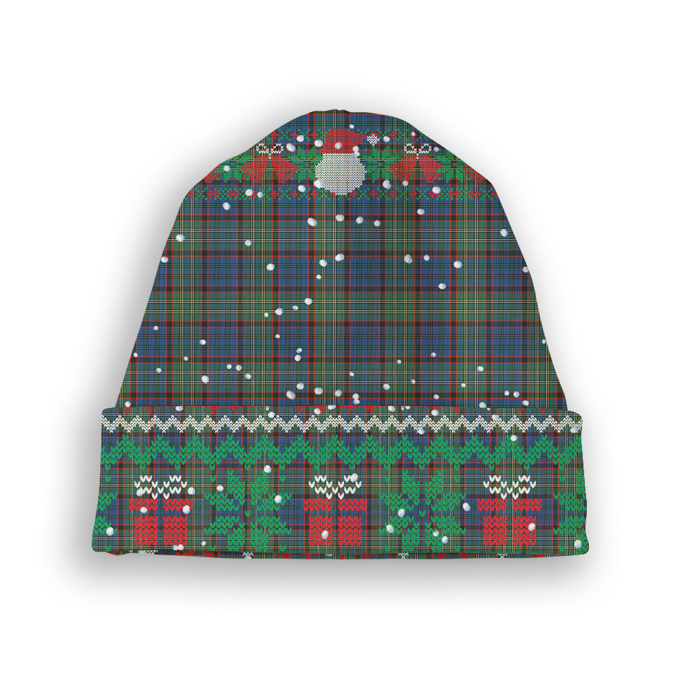 ScotsTee Shop Scottish Nicolson Hunting Ancient Tartan Plaid Christmas Deer Snowman Snowflake Bell Knit Beanie