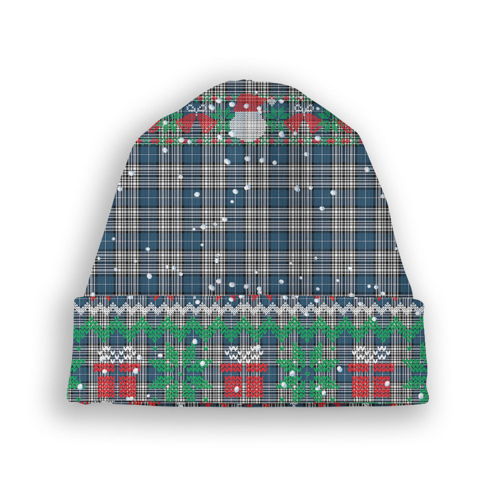 ScotsTee Shop Scottish Napier Modern Tartan Plaid Christmas Deer Snowman Snowflake Bell Knit Beanie