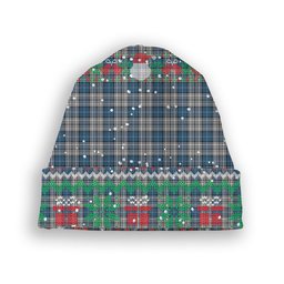 ScotsTee Shop Scottish Napier Modern Tartan Plaid Christmas Deer Snowman Snowflake Bell Knit Beanie