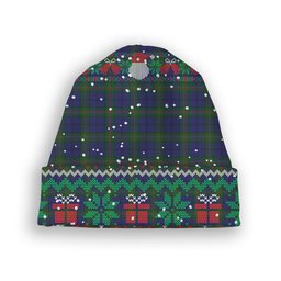 ScotsTee Shop Scottish Prestoungrange Tartan Plaid Christmas Deer Snowman Snowflake Bell Knit Beanie