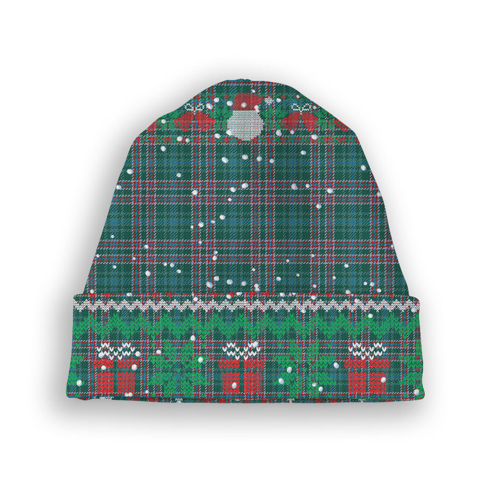ScotsTee Shop Scottish Ralston USA Modern Tartan Plaid Christmas Deer Snowman Snowflake Bell Knit Beanie