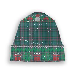 ScotsTee Shop Scottish Ralston USA Modern Tartan Plaid Christmas Deer Snowman Snowflake Bell Knit Beanie