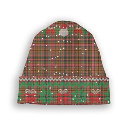 ScotsTee Shop Scottish Ogilvie (Ogilvy) of Strathallan Modern Tartan Plaid Christmas Deer Snowman Snowflake Bell Knit Beanie