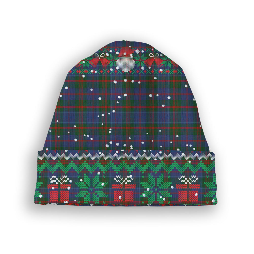 ScotsTee Shop Scottish Stewart of Appin 2 Tartan Plaid Christmas Deer Snowman Snowflake Bell Knit Beanie