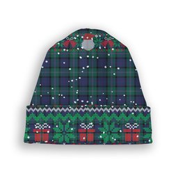 ScotsTee Shop Scottish Thomson Modern Tartan Plaid Christmas Deer Snowman Snowflake Bell Knit Beanie