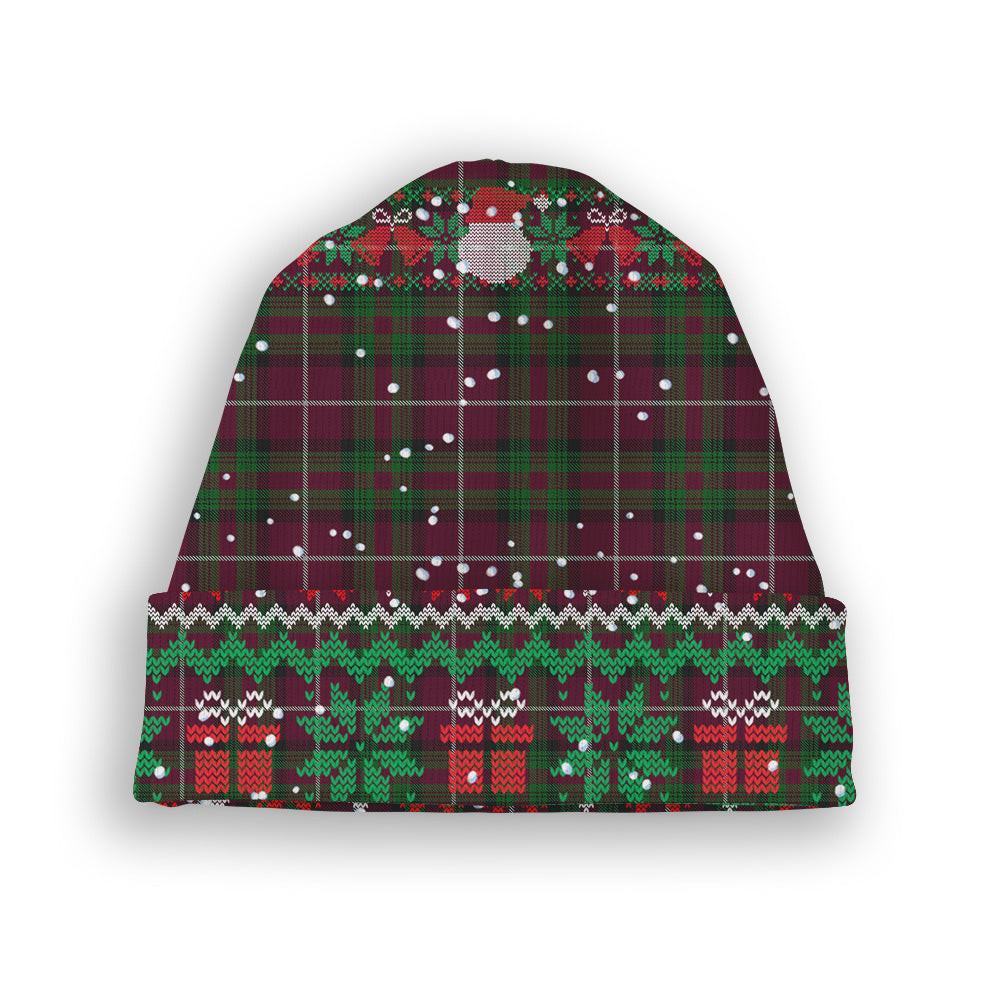 ScotsTee Shop Scottish Stewart of Bute Hunting Tartan Plaid Christmas Deer Snowman Snowflake Bell Knit Beanie