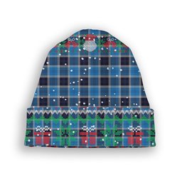 ScotsTee Shop Scottish Strathclyde Tartan Plaid Christmas Deer Snowman Snowflake Bell Knit Beanie