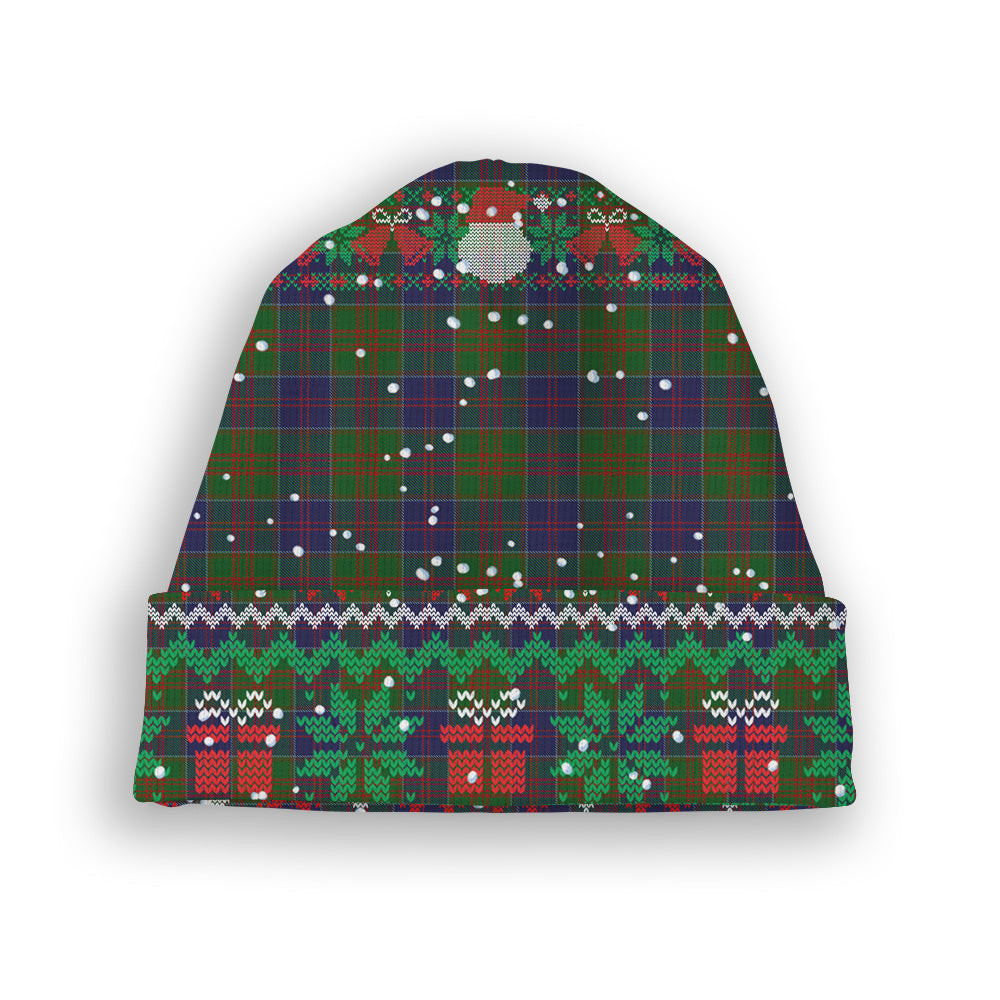 ScotsTee Shop Scottish Stewart of Appin Hunting Tartan Plaid Christmas Deer Snowman Snowflake Bell Knit Beanie