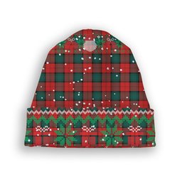 ScotsTee Shop Scottish Stewart of Atholl Modern Tartan Plaid Christmas Deer Snowman Snowflake Bell Knit Beanie