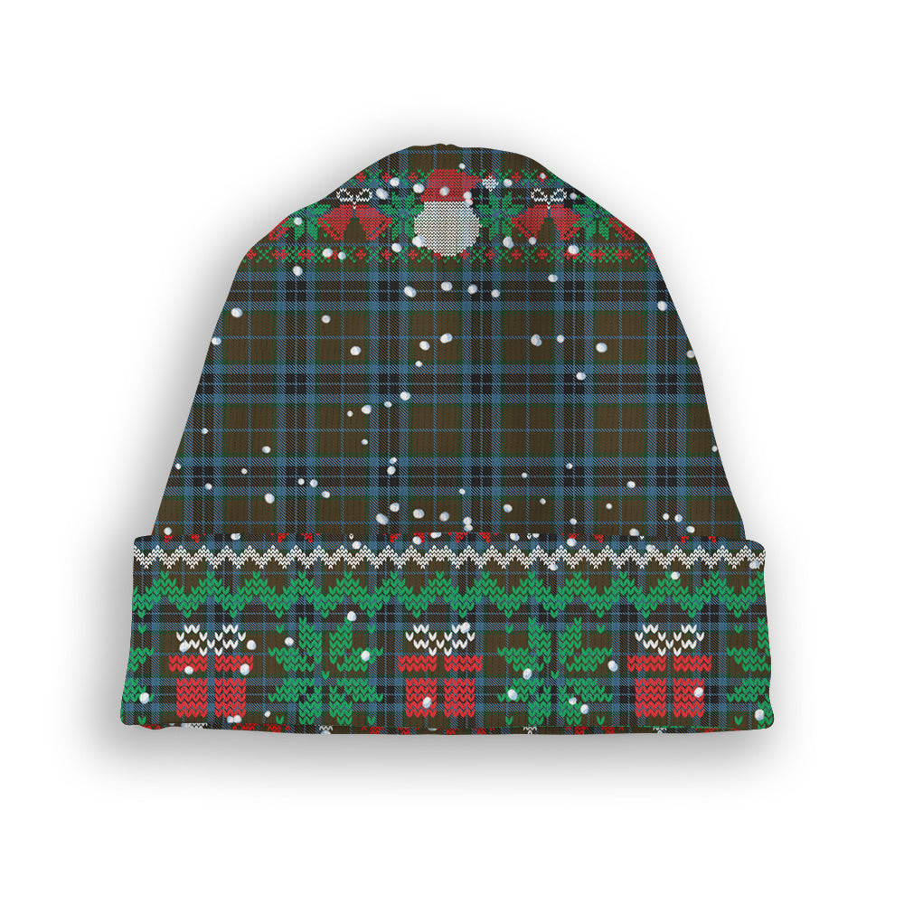 ScotsTee Shop Scottish Thompson Hunting Tartan Plaid Christmas Deer Snowman Snowflake Bell Knit Beanie
