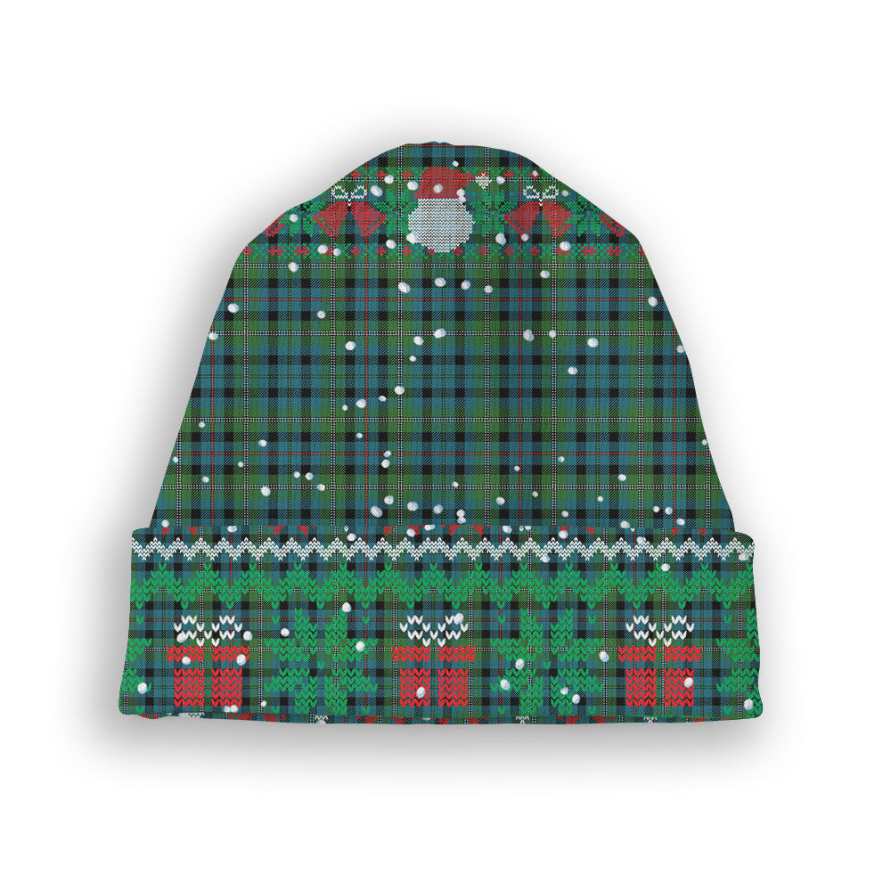 ScotsTee Shop Scottish Stevenson Hunting Ancient Tartan Plaid Christmas Deer Snowman Snowflake Bell Knit Beanie