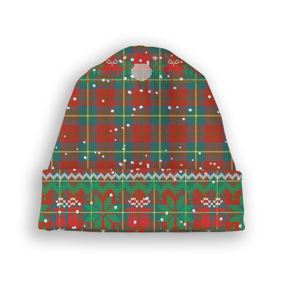 ScotsTee Shop Scottish Ruthven Ancient Tartan Plaid Christmas Deer Snowman Snowflake Bell Knit Beanie