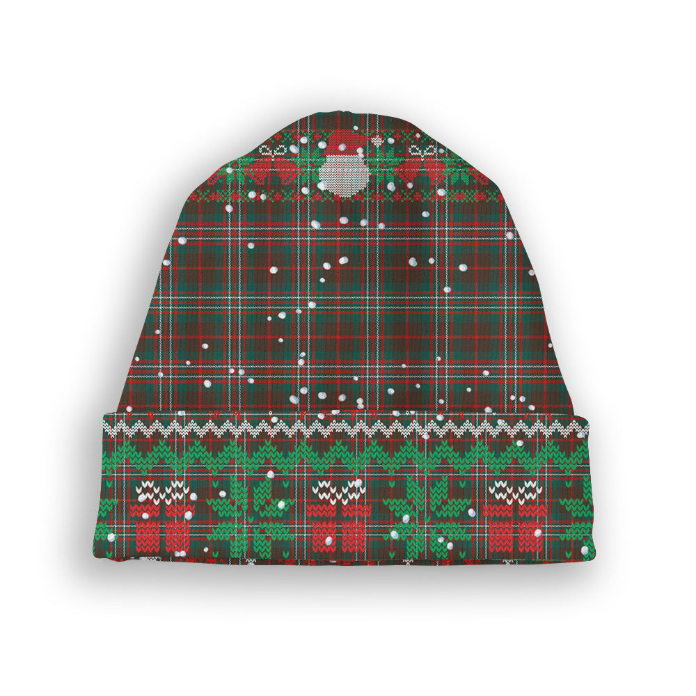 ScotsTee Shop Scottish Scott Brown Hunting Modern Tartan Plaid Christmas Deer Snowman Snowflake Bell Knit Beanie