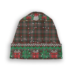 ScotsTee Shop Scottish Scott Brown Hunting Modern Tartan Plaid Christmas Deer Snowman Snowflake Bell Knit Beanie