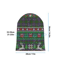 ScotsTee Shop Scottish Strang of Balkaskie Tartan Plaid Christmas Deer Snowman Snowflake Bell Knit Beanie