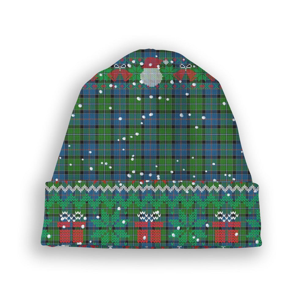 ScotsTee Shop Scottish Stirling Tartan Plaid Christmas Deer Snowman Snowflake Bell Knit Beanie