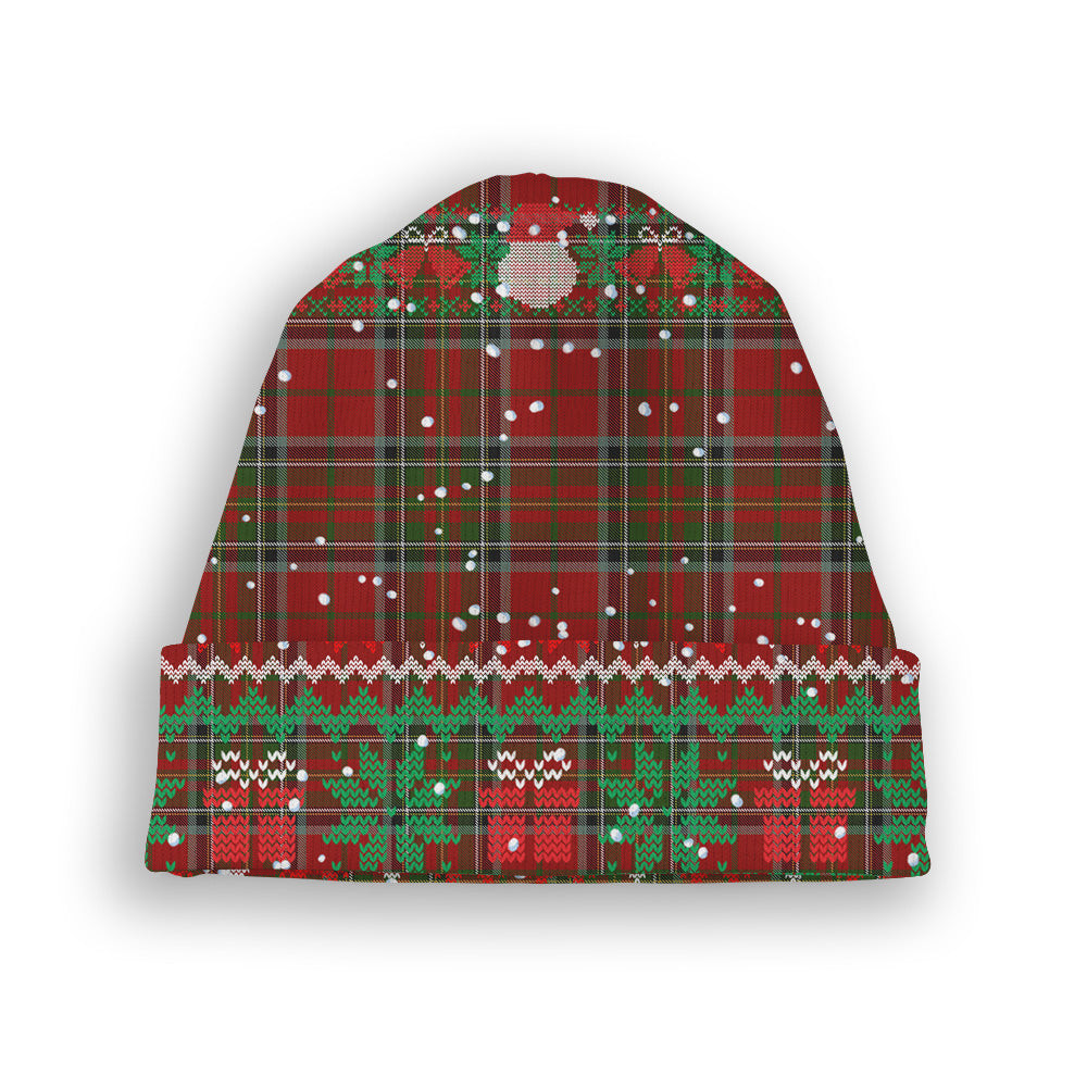 ScotsTee Shop Scottish Stewart of Galloway Tartan Plaid Christmas Deer Snowman Snowflake Bell Knit Beanie